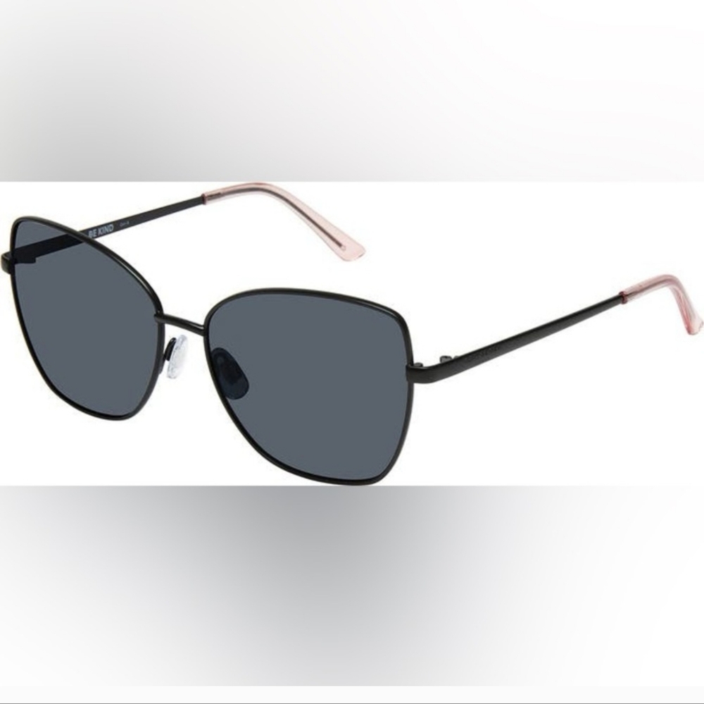 Kurt Geiger Black Frame Sunglasses with Dark Gray Lenses and Pink Temple Tips